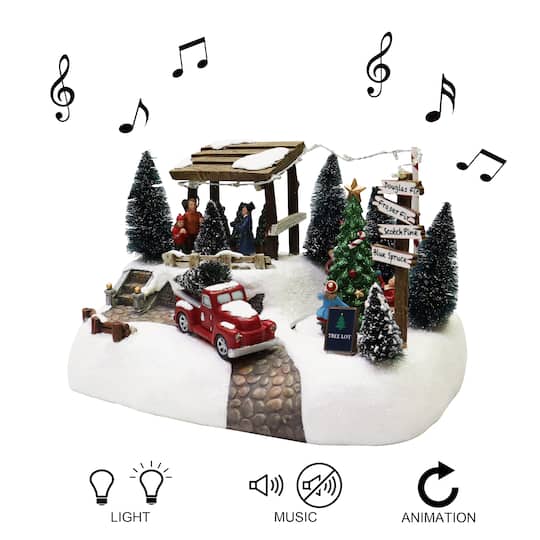 7" Tree Lot with LED Lights & Music